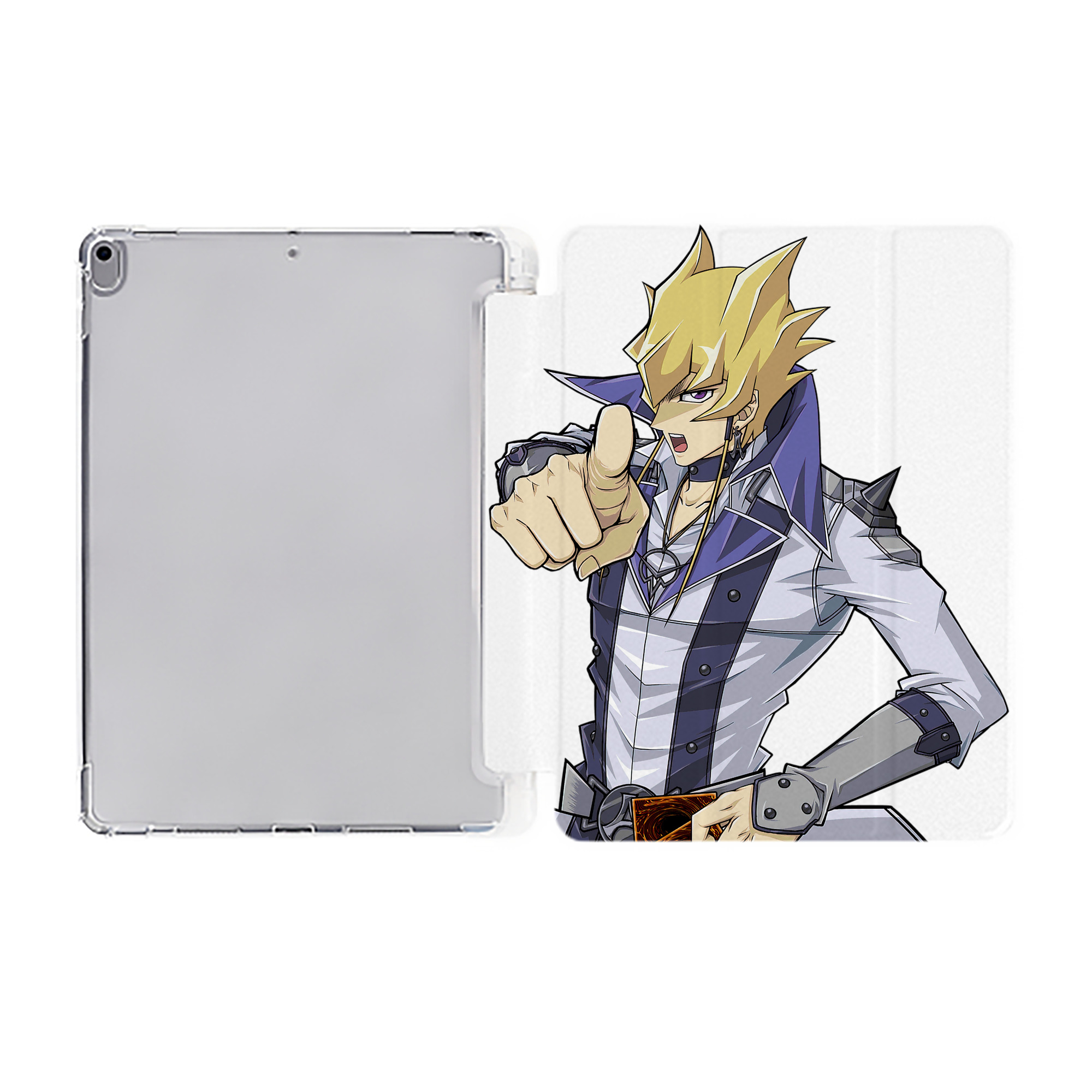 （画像用） 遊☆戯☆王 Yu-Gi-Oh! IPad ケース ペン収納付き 三つ折りスタンド PUレザー×シリコン 対応機種9.5/10.5/10.9インチ